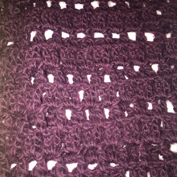 Vtg 70s Italian Wool Eggplant Crochet Boho Hippie Vest Sz M - Picture 8 of 8